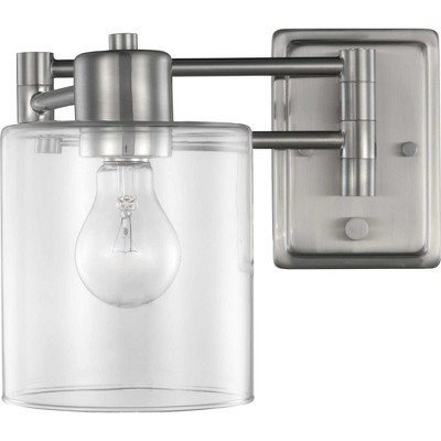 Milner Black Steel Swing Arm Wall Light with Clear Glass Shade