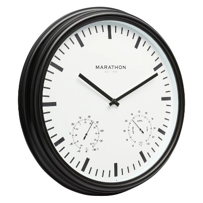 Marathon Jumbo 20 Inch Analog Clock Water-Resistant With Temperature & Humidity