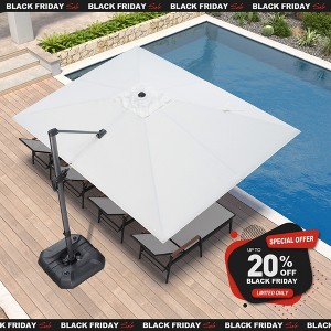 PURPLE LEAF 9x11.5 Ft Cantilever Umbrella Rectangle Outdoor Patio Umbrella Large Umbrella with 360-Degree Rotation Adjustable With Base - 1 of 4