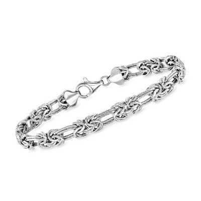 Ross-Simons Sterling Silver Byzantine and Double-Oval Link Bracelet