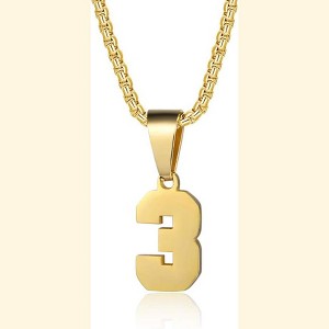 Number Necklaces Personalized Necklaces 18K Gold Plated Initial Number Pendant Stainless Steel Chain Sports Necklaces for Men Women - 1 of 4