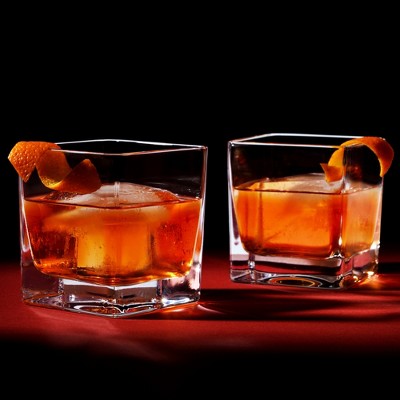 Viski 10oz Clear Crystal Square Rocks Glass Set