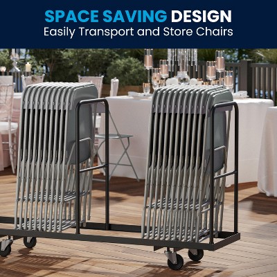 Gray Metal Armless Folding Chairs - Set of 2