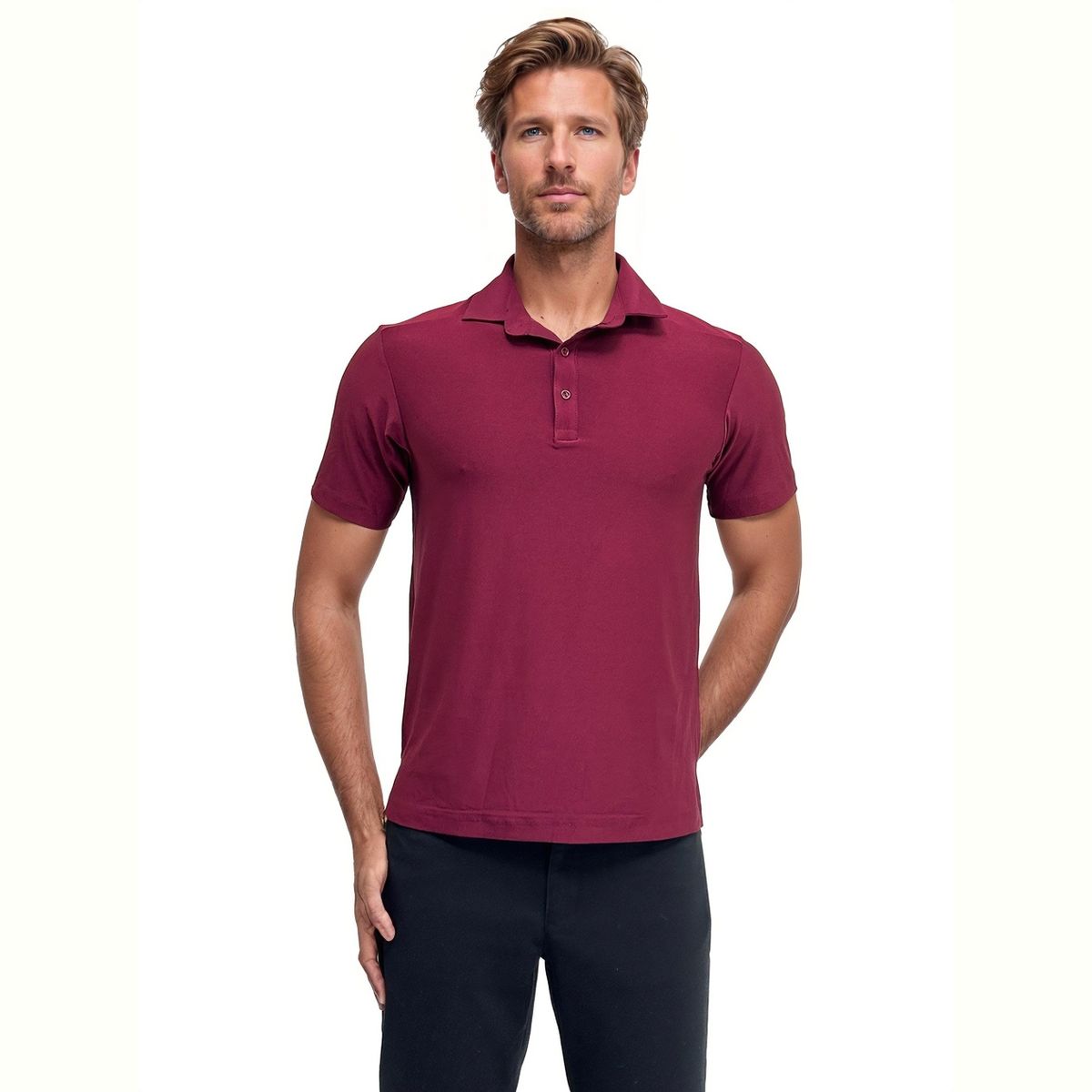 24seven men Wrinkle Resistant 3 Button Machine Washable Polo Shirt - thumbnail 10