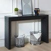 Modern Black Wooden Console Table with Ribbed Design and Wood Grain Top, Slim Narrow Entryway and Sofa Table - 3 of 4
