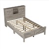 KTMBDW Farmhouse Full/Queen Size Bed Frame, Wood Platform Bed Frame with Charging Station and Double Sliding Barn Door, No Box Spring Needed. - 4 of 4