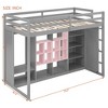 Sapphtopaz Wood Loft Bed with Wardrobe & Storage Cabinet,Versatile Bed Frame with Ladder & Guardrail,Space-Saving Bed for Adults&Teen - 3 of 4