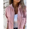 Coolmee Women's Corduroy Drawstring Hooded Pocket Zip Up Jacket Loose Shacket Coat - 3 of 4