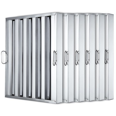 Garvee Commerical Hood Filters 19.5 Inch, 430 Stainless Steel 5 Grooves, Range Hood Filters for Restaurant Kitchen Exhaust Hoods, Pack of 6