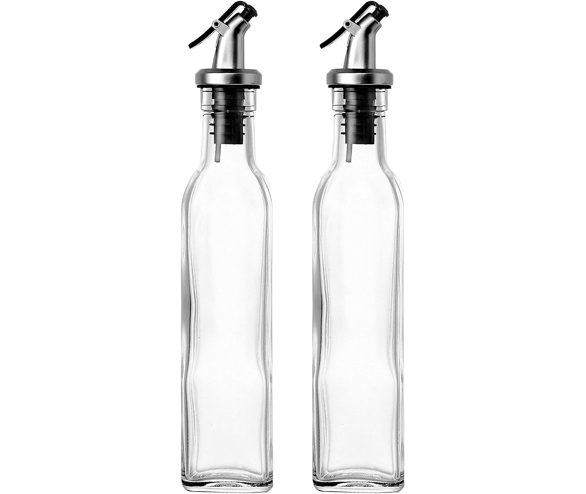 Juvale 2-Pack 8.5oz 250ml Olive Oil and Vinegar Cruets Glass Dispensers Bottles