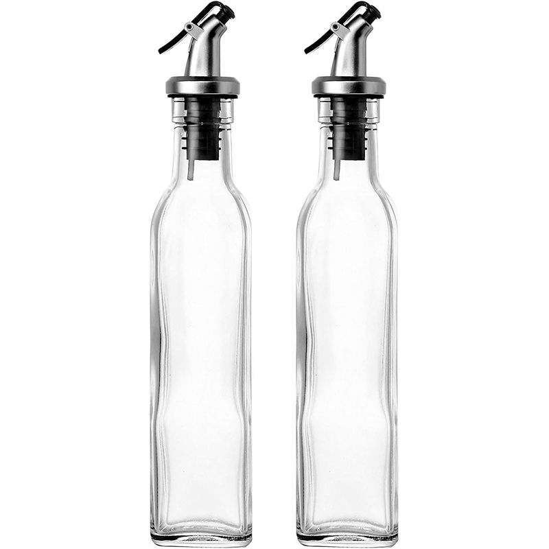 Juvale 2-Pack 8.5oz 250ml Olive Oil and Vinegar Cruets Glass Dispensers Bottles, 1 of 5