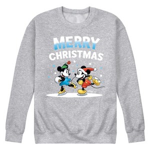 Men's - Disney - Mickey and Minnie Merry and Bright Ice Skating Graphic Fleece Sweatshirt - 1 of 4