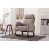 Linen Fabric Modern Rocking Recliner Chair with Wooden Legs, Side Pocket & High Back - 4 of 4