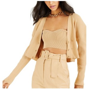 I.N.C International Concepts Womens Ribbed Cardigan Sweater, Beige, X-Large - 1 of 1