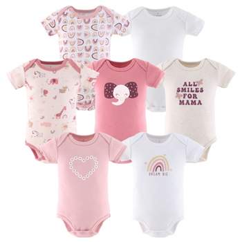 The Peanutshell Short Sleeve Baby Bodysuits for Girls, Rainbow Safari, 7-Pack,  Newborn to 24 Months