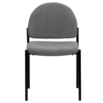 Gray Fabric and Black Metal Stackable Reception Chair