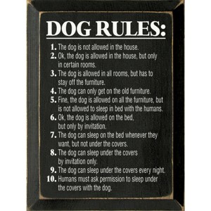 Slickblue Rustic Dog Lover Wall Decor – 10 Funny Dog Rules Sign – Pet Humor Wooden Accent – 9x12 inches, Color Options - 1 of 3