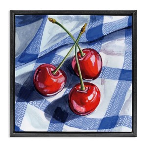 Stupell Industries Three Picnic Cherries on Gingham Floating Frame