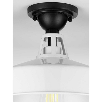 White Aluminum Industrial-Style Semi-Flush Mount Ceiling Light