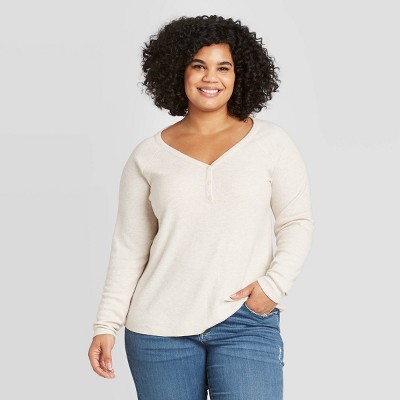 womens cozy henley sweatshirt