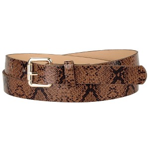 INSPIRE CHIC Women's Slim Thin Snakeskin Embossed Faux Leather Skinny Belts Waistband - 1 of 4