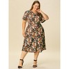 Agnes Orinda Women's Plus Size Regular Fit Elegant Short Sleeve Floral Pattern A Line Dresses - 2 of 4