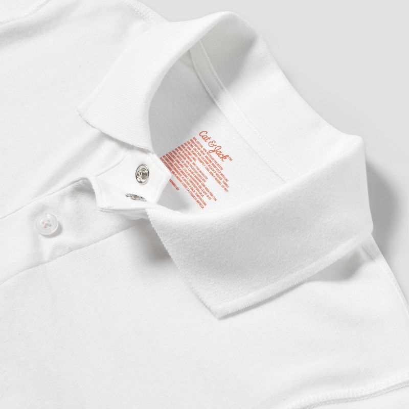 Boys' Adaptive Short Sleeve Polo Shirt - Cat & Jack™ White, 3 of 6