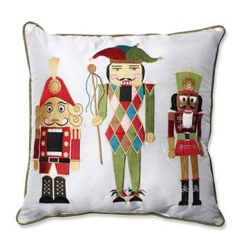 16.5"x16.5" Indoor Christmas Nutcrackers Square Throw Pillow Red/Green - Pillow Perfect