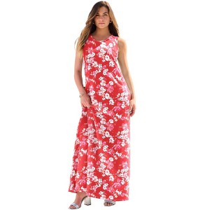 Roaman's Women's Plus Size Petite Ultrasmooth Fabric Sleeveless Maxi Dress - 1 of 4