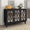 VYNXARIA Sideboard with Glass Doors, 3 Door Mirrored Buffet Cabinet with Silver Handle for Living Room, Hallway, Dining Room (Black) - 2 of 4