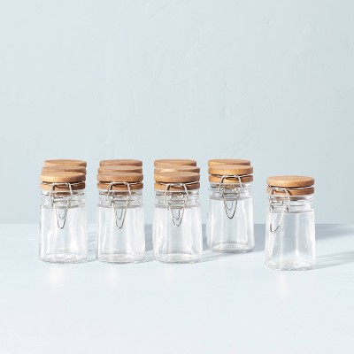 Glass Wood Clamp Spice Jar Set Hearth Hand 8482