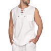 COOFANDY Men's Cotton Linen Tank Top Shirts Casual Sleeveless Lace Up Beach Hippie Tops Bohemian Renaissance Pirate Tunic - 2 of 4