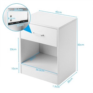 Karl Home 1-Drawer White MDF 15.75in. W Nightstands - Set of 2 - 1 of 3