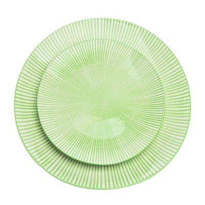 Sage and White Porcelain 12-Piece Dinnerware Set, Service for 4