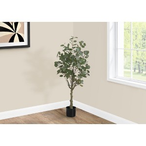 Monarch Specialties Artificial Plant 46 inch Tall Eucalyptus Tree Indoor Faux Fake Floor Greenery Potted Decorative Green Leaves Black Pot - 1 of 4