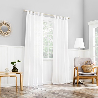 White 40"x63" Polyester Sheer Tab Top Curtain Panel