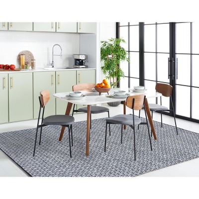 Handmade Black Geometric Cotton Square Rug, 6' x 6'