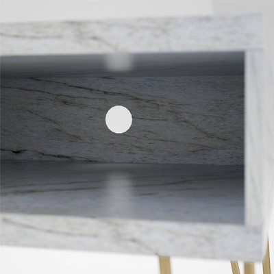 Athena 42'' White Faux Marble TV Stand with Gold Legs
