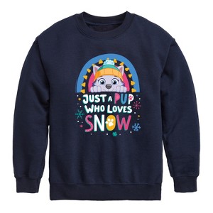 Boys' - Paw Patrol - Just A Pup Who Loves Snow Graphic Long Sleeve Fleece Sweatshirt - 1 of 4