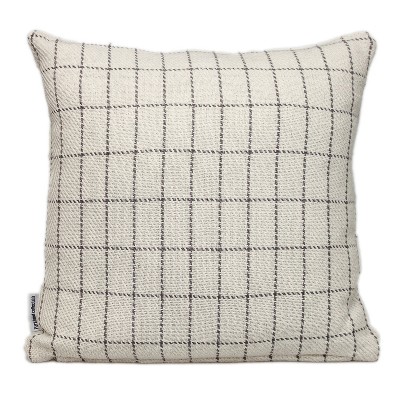 HomeRoots 18" Gray and White Plaid Cotton Throw Pillow