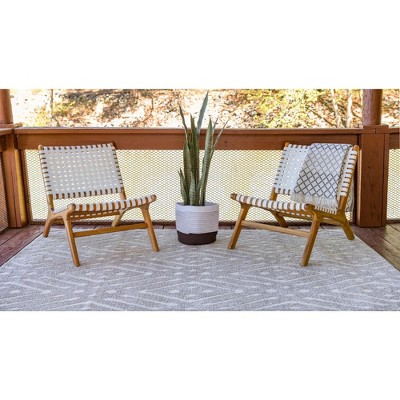 Sabrina Soto Geo-Gray Easy-Care 8' x 10' Outdoor Area Rug