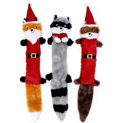 ZippyPaws Christmas Skinny Peltz Dog Toys - Stuffed Animals for Small & Medium Puppies, Plush Interactive Squeakers, Stock...