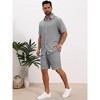 INSPIRE CHIC Men's Striped Textured Sets Short Sleeve Shirt & Shorts Outfits - 4 of 4