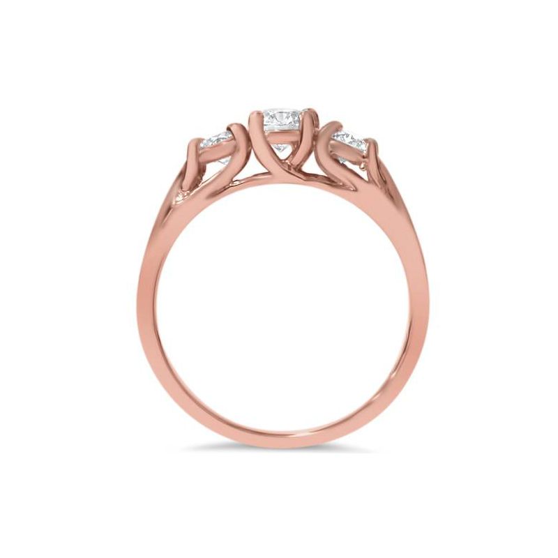 Pompeii3 1ct Three Stone Solitaire Diamond Anniversary Engagement Ring 14k Rose Gold, 2 of 4