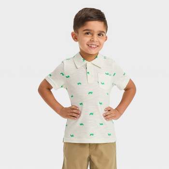 Toddler Boys' Short Sleeve Jersey Knit Polo Shirt - Cat & Jack™ Cream
