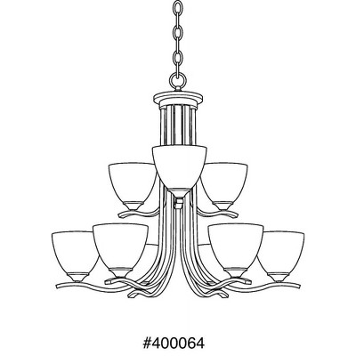 Laird Brushed Nickel 9-Light Chandelier with Glass Shades