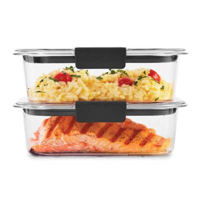 Rubbermaid 3.2 cup 2pk Brillance Food Storage Container: Clear Plastic, Microwave & Freezer Safe, Dishwasher Top-Rack Safe