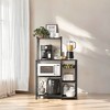 LEDREM Baker's Rack, Microwave Stand, Kitchen Storage Rack with Wire Basket, 6 Hooks, and Shelves, for Spices, Pots, and Pans - 4 of 4