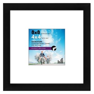 8x8 Black MDF Picture Frame - Easel stand included for tabletop or wall display with shatter-resistant glass. - 1 of 4