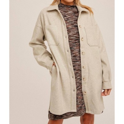 Women's Plaid Contrast Long Shacket - Hem & Thread
